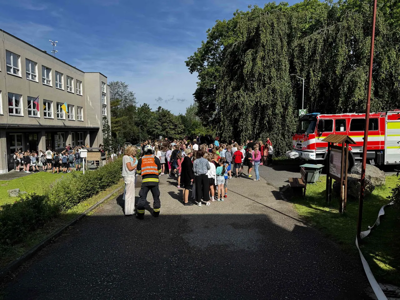 Cvičná požární evakuace v Plasích